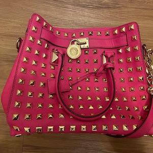 Michael Kors pink studded Hamilton bag